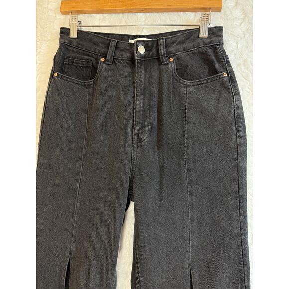 Pac Sun 90s Boyfriend High Rise Washed Black Denim Jeans Split Front Wide Leg 27 - Picture 7 of 15